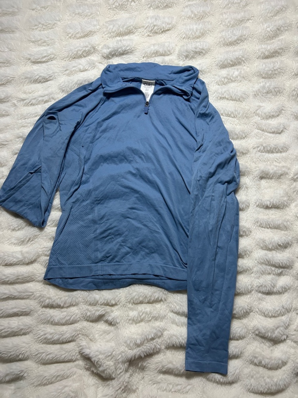Athleta Blue Long-Sleeve Quarter Zip Top